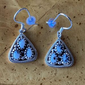 Genuine White Buffalo Sterling Silver Earrings